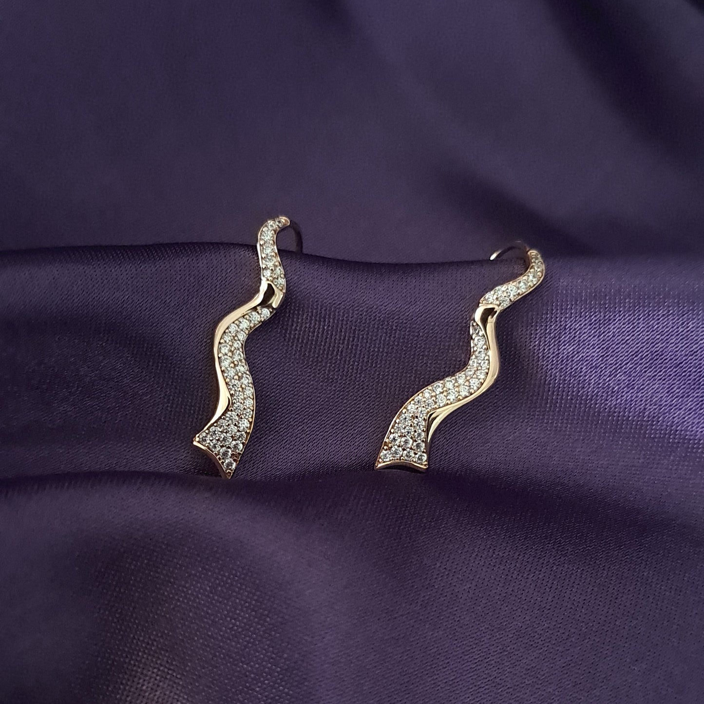 Rose Gold Earring with AD