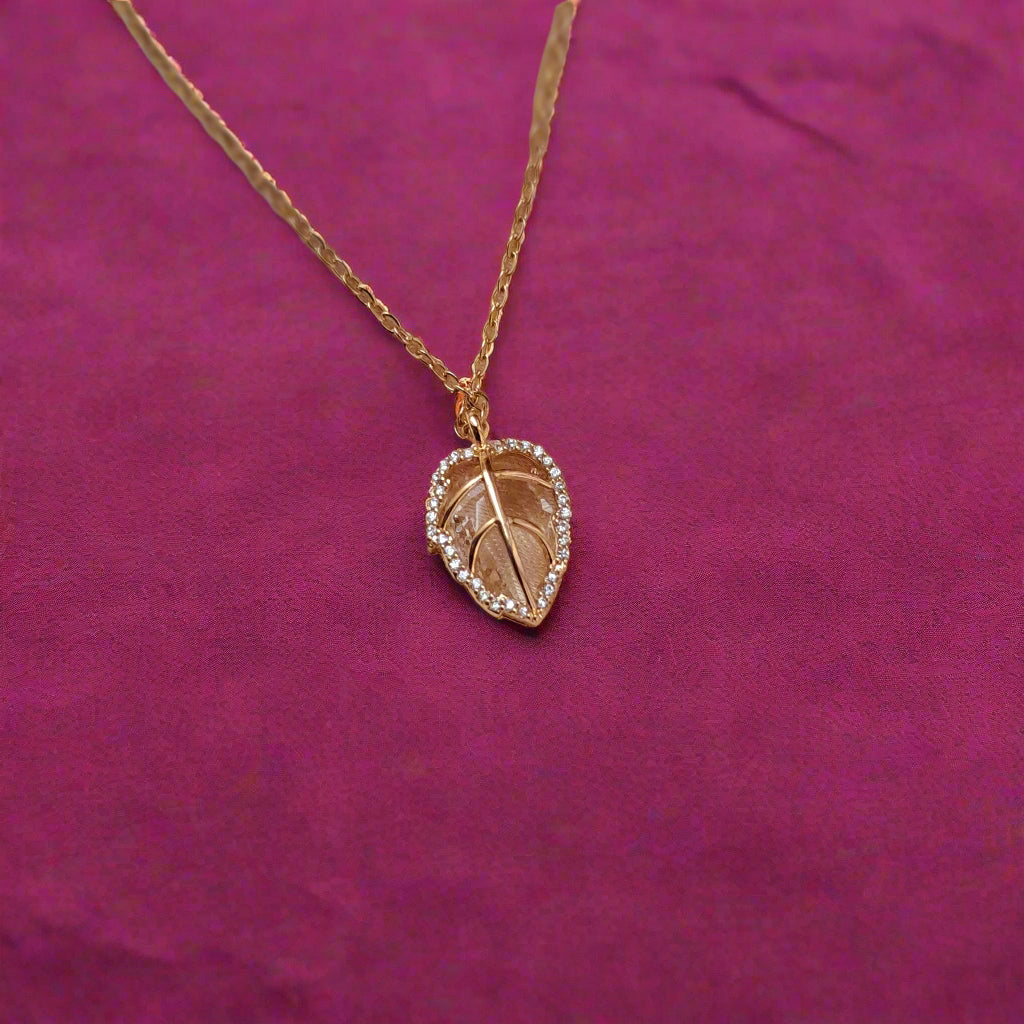 Crystal necklace jewellery with elegant golden cage design