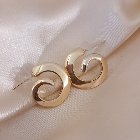 Espiral golden spiral hoop earrings anti-tarnish jewellery