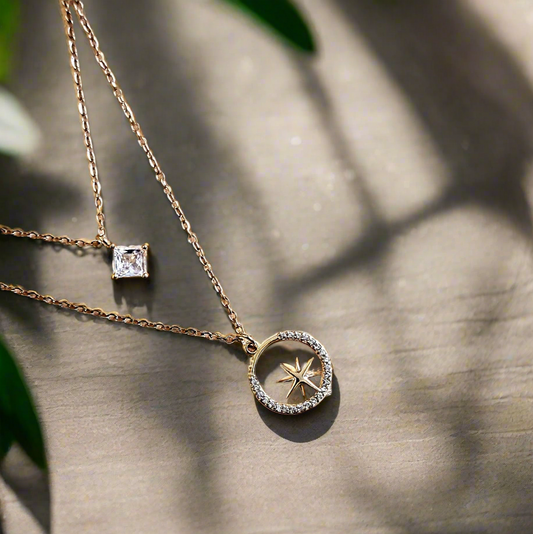 Steller dual layer necklace with soft glow finish anti-tarnish jewellery