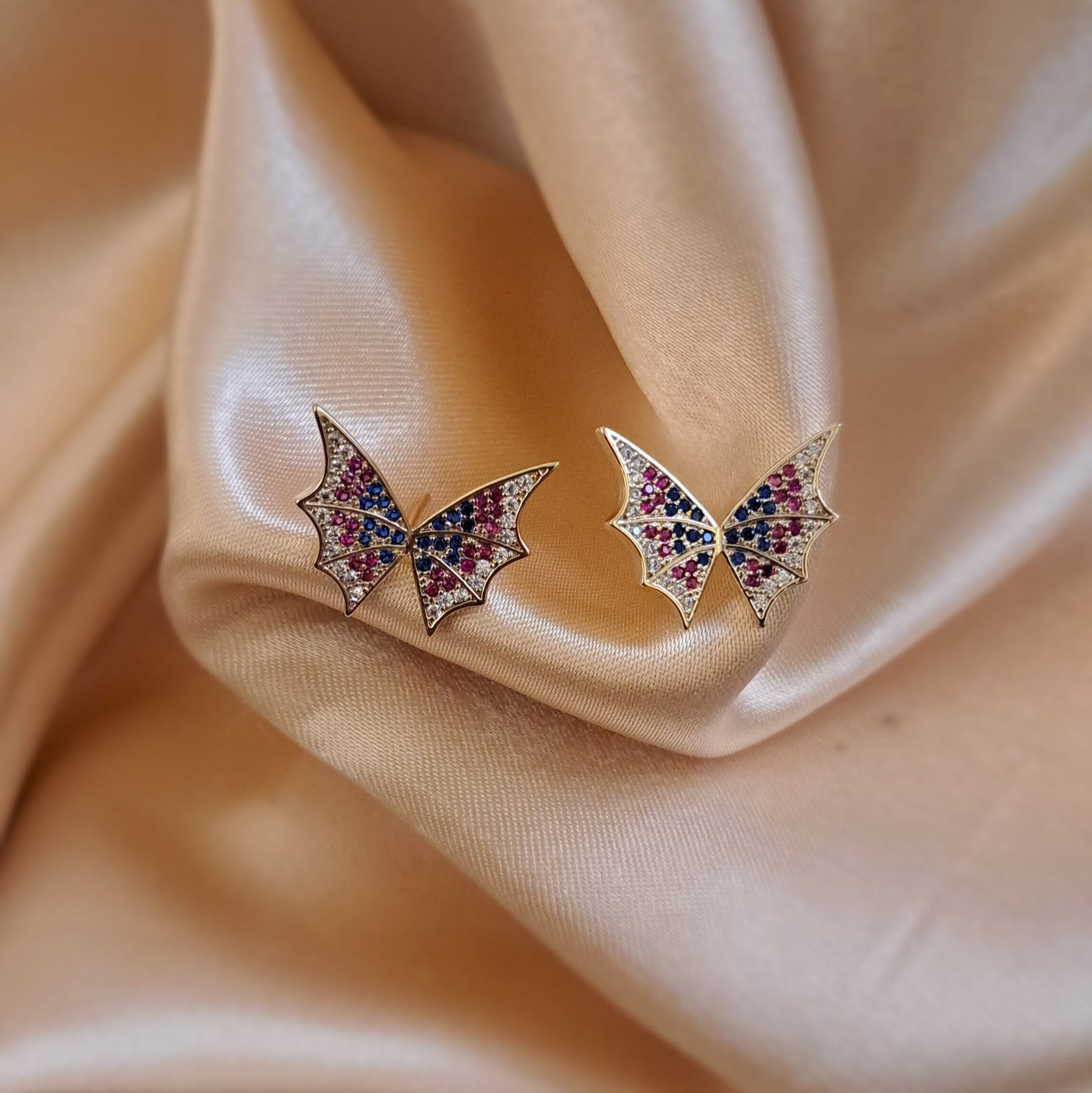 Anti-tarnish butterfly earrings statement jewellery colorful design
