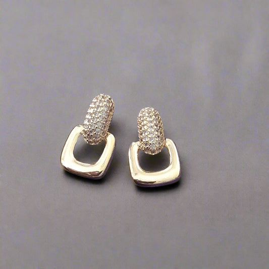 Golden Earrings with Crystal embellishment