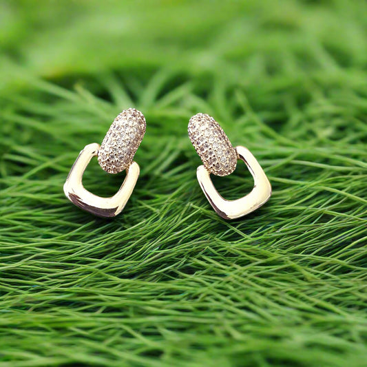Golden Hoop Earrings with crystal embellishment 