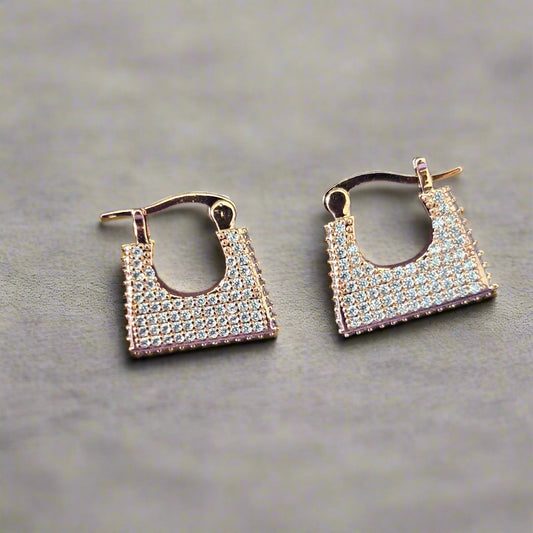 Ellie golden earrings with dazzling AD stones unique design