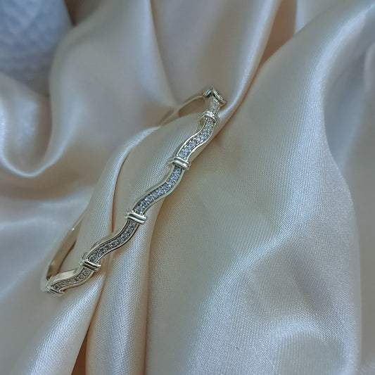Wave anti-tarnish AD bracelet openable gold-tone jewellery